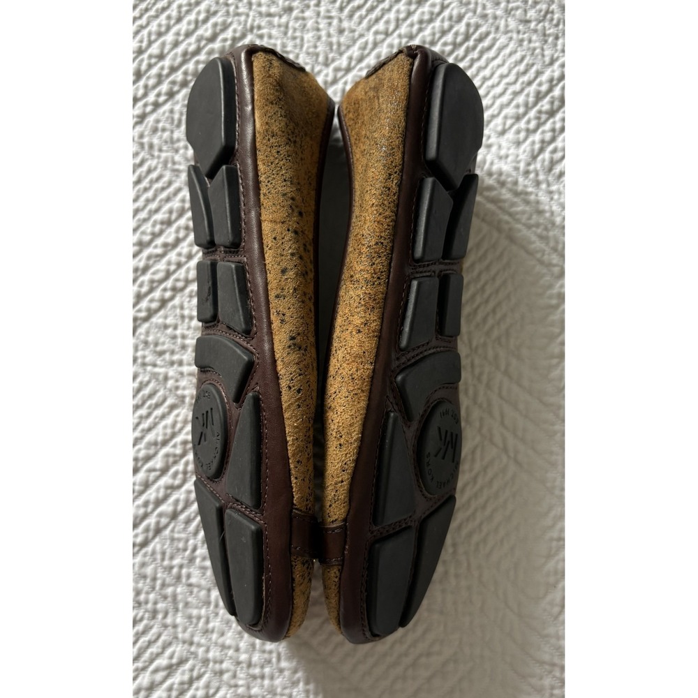 Michael Kors Women's Signature Leather Flats Brown MK Gold Size 7 Rubber Neutral - Picture 3 of 8
